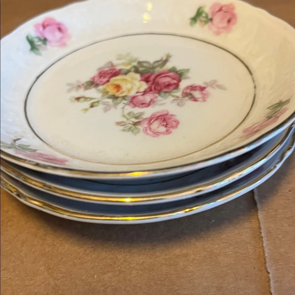 Floral Porcelain Dessert Plates Bavaria Germany Circa 1950